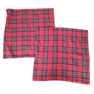 Set of 2 Red Royal Stewart Tartan Plaid Pillowcases Standard Queen Christmas